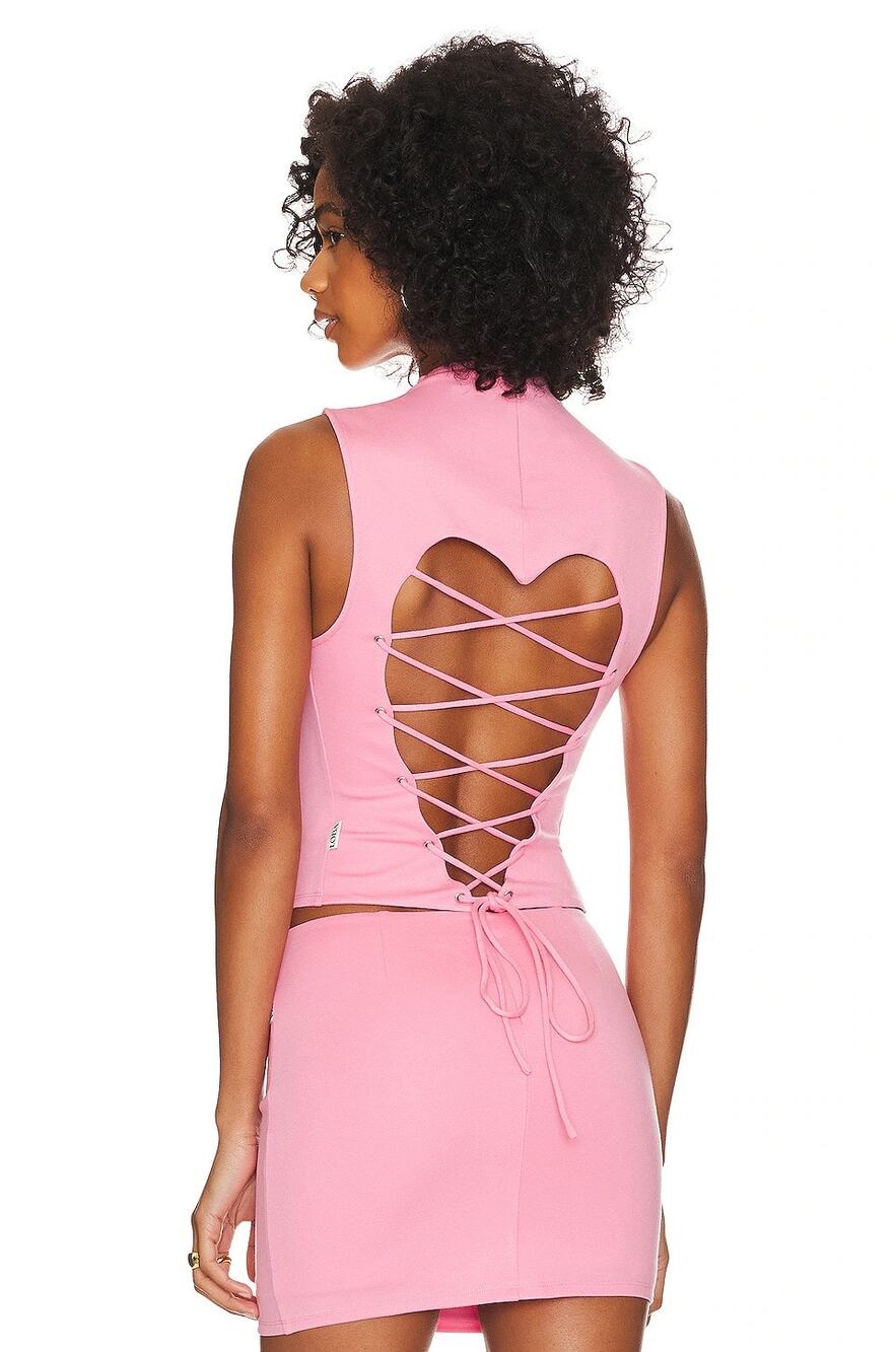Loba Amor Top Heart Lace Up Back Coquette Going Out Party Cocktail Formal S